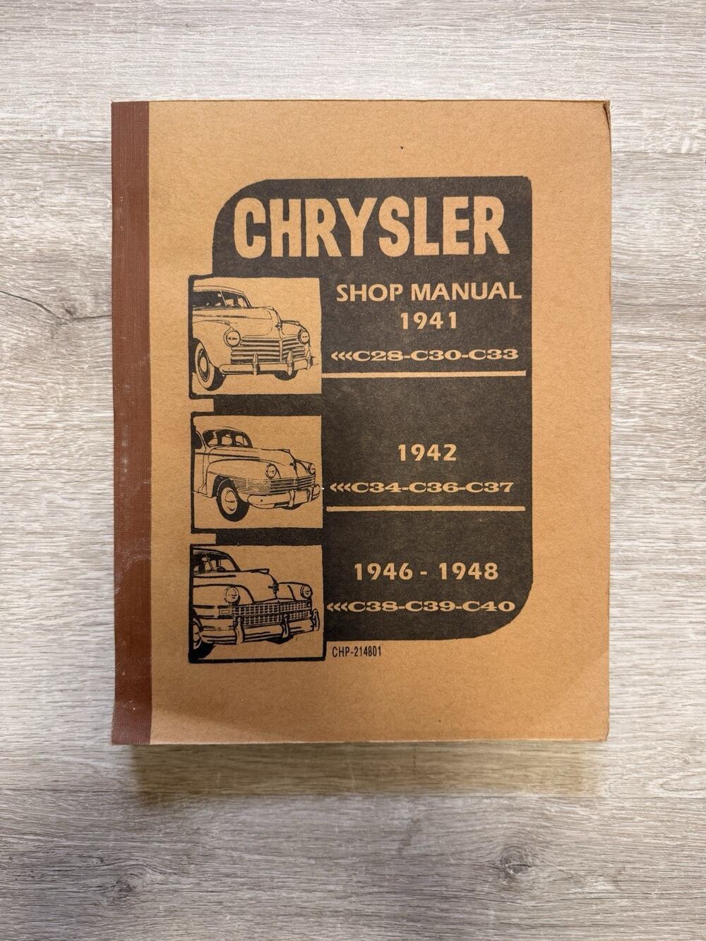 1941-1948 Chrysler All Models Factory Shop Service Manual EUC